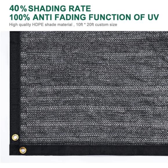 Garden 40% Shade Cloth, Resistant Sun Shade Net 10x20FT Mesh Tarp with HDPE - Picture 2 of 8